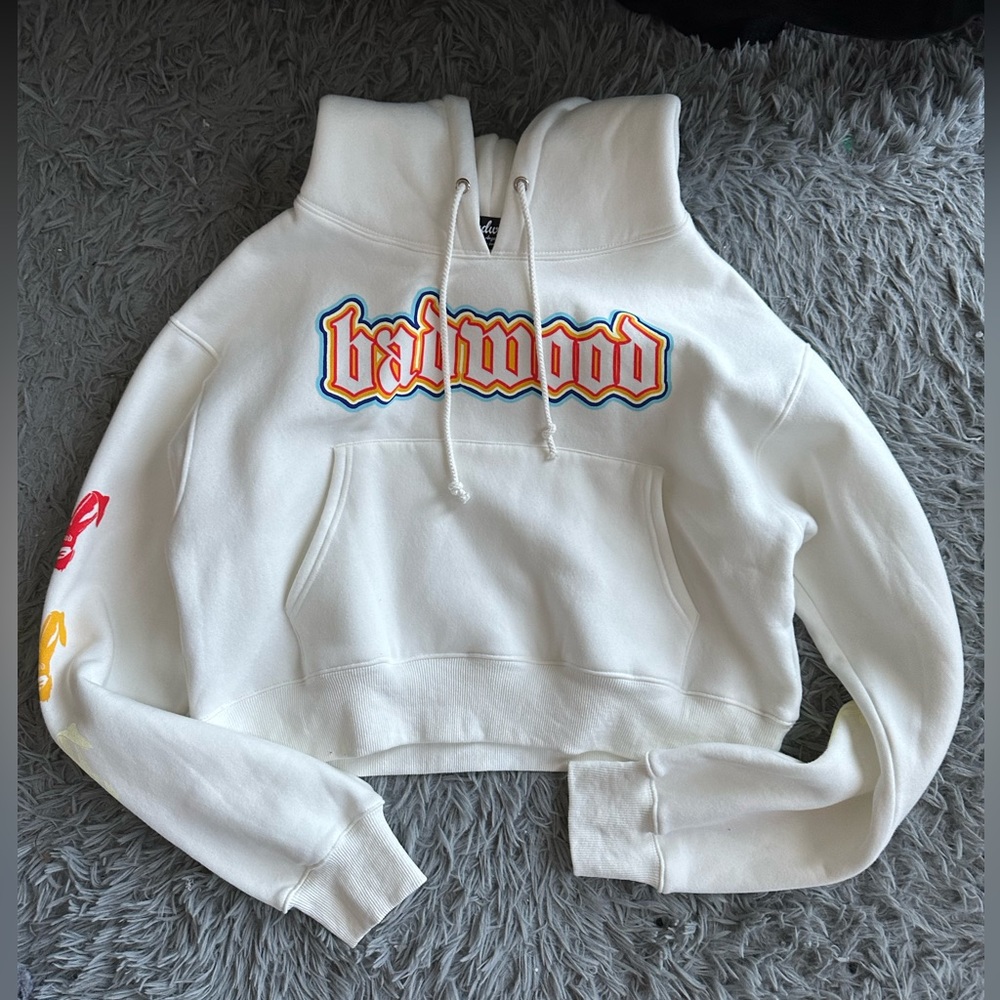 Badwood Bad Bunny crop hoodie L